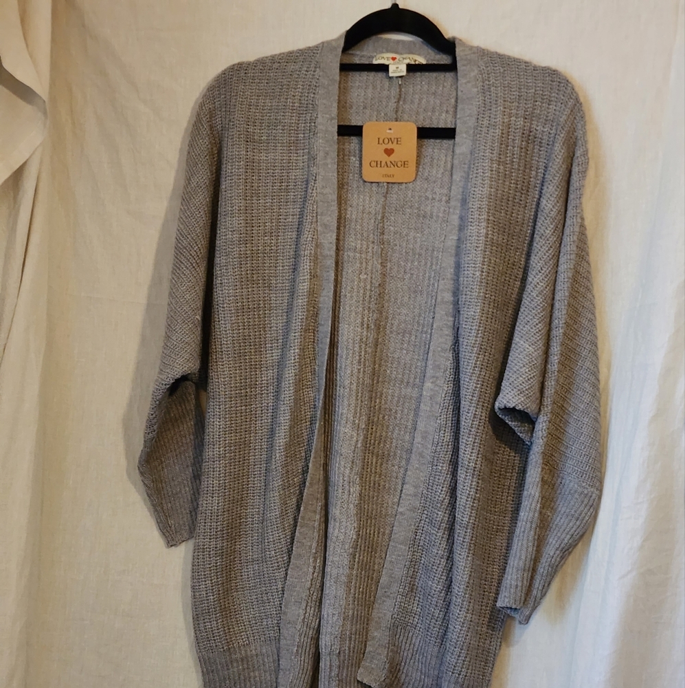 Grey knit sweater ¾ dolman sleeve